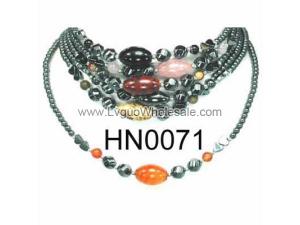 Assorted Colored Semi precious Stone Beads Hematite Beads Stone Chain Choker Fashion Women Necklace